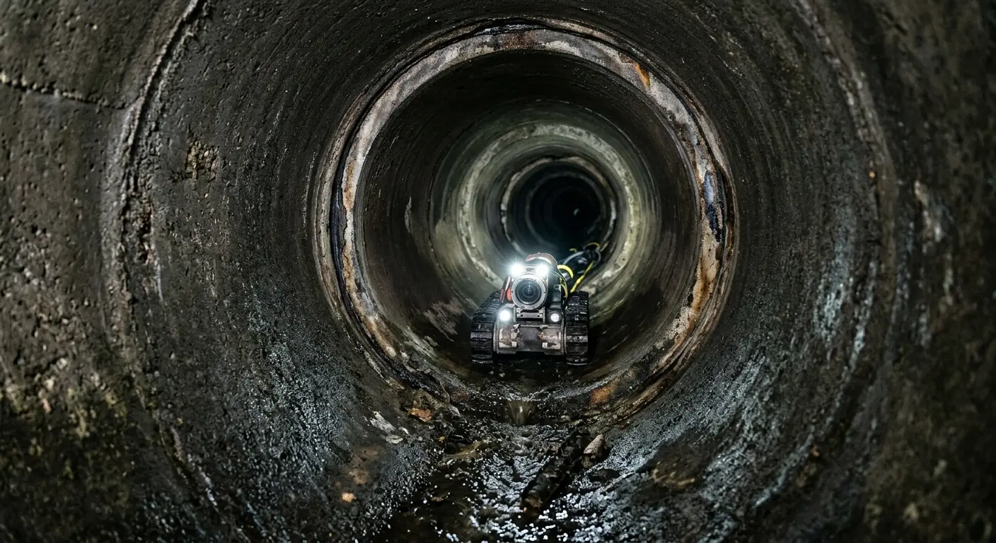 Robotic sewer camera inspecting pipe interior for Drain Snake Service in Benicia